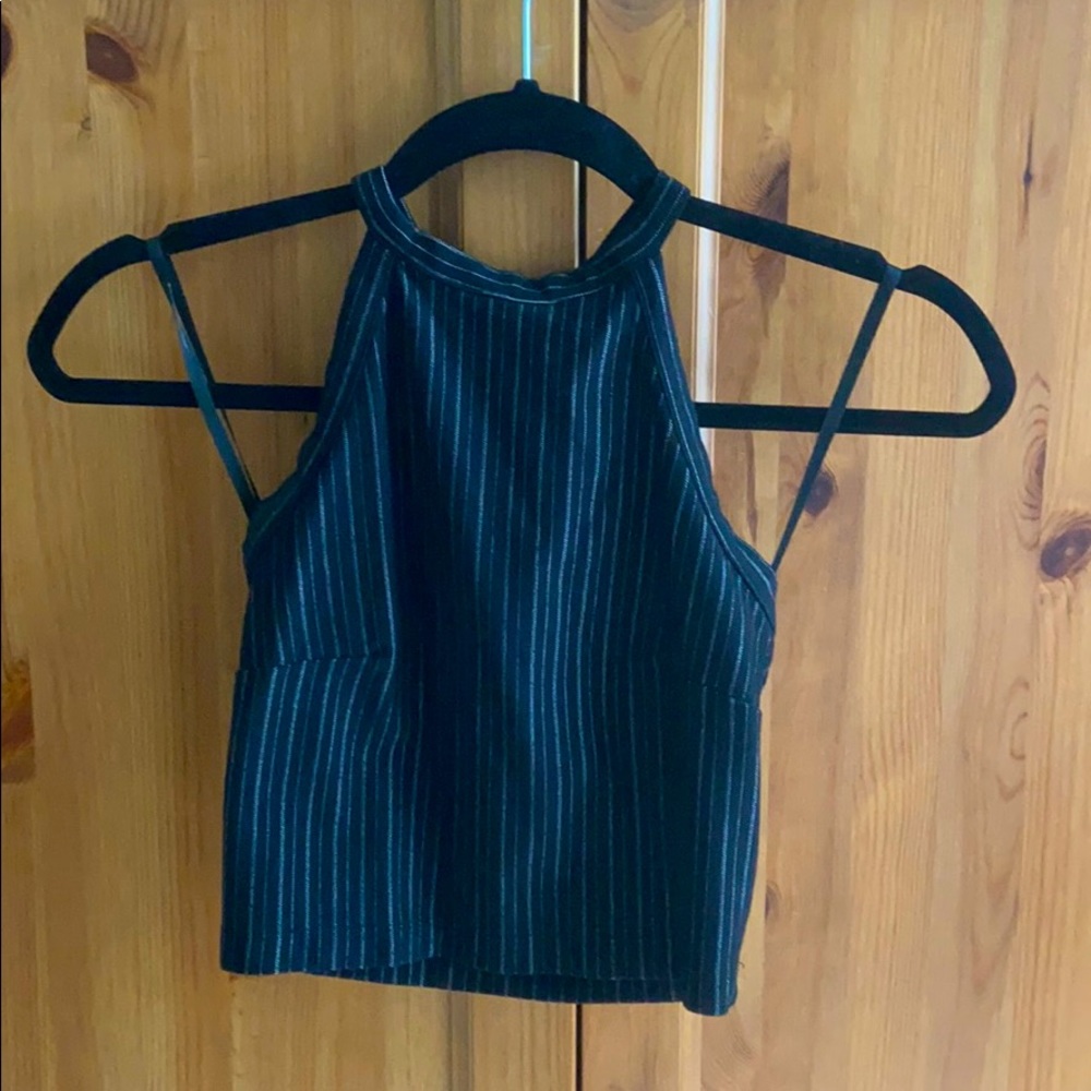 Stripped black halter top